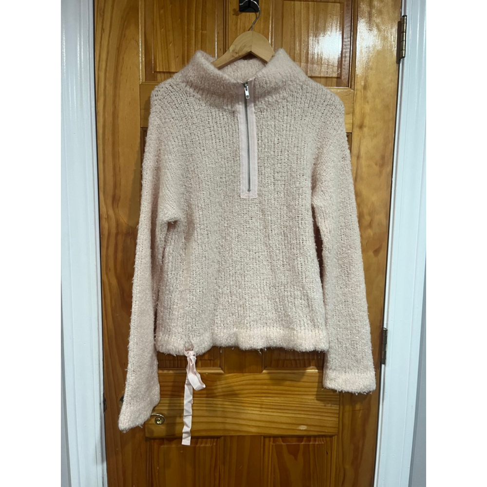 White + Warren Wool Cashmere Blend Pullover Sweater Pink Small Half Zip